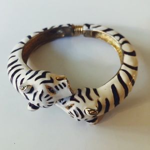 Purple and White Enamel Tiger Bracelet